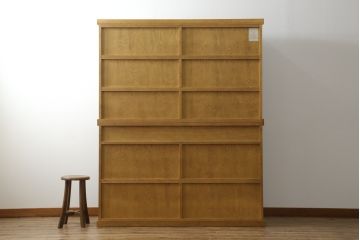 中古　美品　民芸家具　ナラ材　和光　北樹　150N　上質な和の空間づくりにおすすめの水屋箪笥(食器棚、戸棚、収納棚、キャビネット)(R-075267)