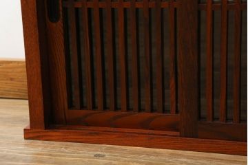 中古　美品　ニレ材　上質な和の空間を演出する小さな水屋箪笥(食器棚、茶棚、サイドキャビネット、戸棚、収納棚)(R-075300)
