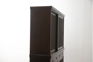 中古　民芸家具　和光　北樹　水屋150K　カバ材　落ち着いた木の色味がシックな雰囲気を醸し出す水屋箪笥(食器棚、戸棚、収納棚、キャビネット)(R-075340)