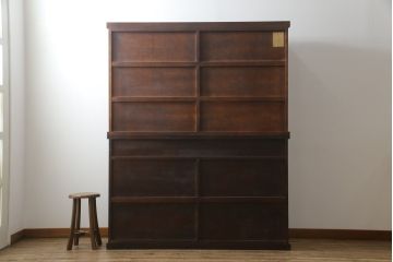 中古　民芸家具　和光　北樹　水屋150K　カバ材　落ち着いた木の色味がシックな雰囲気を醸し出す水屋箪笥(食器棚、戸棚、収納棚、キャビネット)(R-075340)