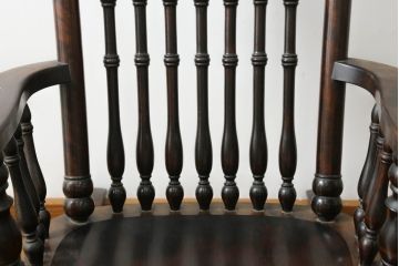 和製ビンテージ　希少な廃番品　松本民芸家具　木の味わいと職人の技が楽しめる304F型ロッキングチェア(板座チェア、アームチェア、イス、揺り椅子、ヴィンテージ)(R-075343)