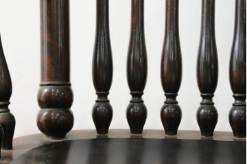 和製ビンテージ　希少な廃番品　松本民芸家具　木の味わいと職人の技が楽しめる304F型ロッキングチェア(板座チェア、アームチェア、イス、揺り椅子、ヴィンテージ)(R-075343)