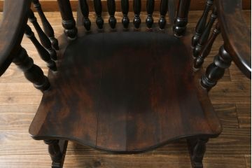 和製ビンテージ　希少な廃番品　松本民芸家具　木の味わいと職人の技が楽しめる304F型ロッキングチェア(板座チェア、アームチェア、イス、揺り椅子、ヴィンテージ)(R-075343)
