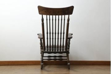 和製ビンテージ　希少な廃番品　松本民芸家具　木の味わいと職人の技が楽しめる304F型ロッキングチェア(板座チェア、アームチェア、イス、揺り椅子、ヴィンテージ)(R-075343)