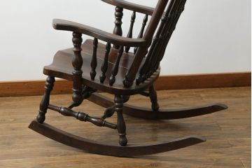 和製ビンテージ　希少な廃番品　松本民芸家具　木の味わいと職人の技が楽しめる304F型ロッキングチェア(板座チェア、アームチェア、イス、揺り椅子、ヴィンテージ)(R-075343)
