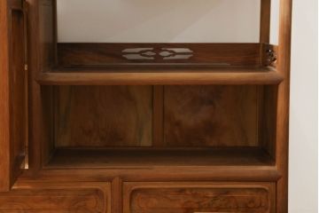 和製ビンテージ　温かみのある色合いと美しい木目が魅力の茶棚(違い棚、飾り棚、収納棚、戸棚、ヴィンテージ)(R-075345)