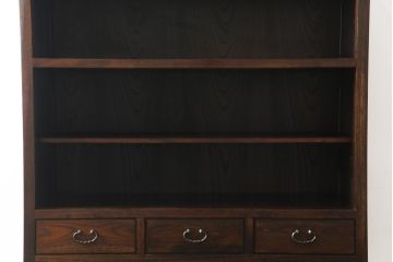 中古　美品!!　高級品!!　九州民芸家具　欅(ケヤキ)材　上質な和の空間を演出する二段重ね水屋箪笥(食器棚、茶タンス、キャビネット、収納棚、戸棚、重ねタンス、店舗什器)(定価約100万円)(R-075347)