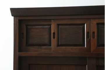 中古　美品!!　高級品!!　九州民芸家具　欅(ケヤキ)材　上質な和の空間を演出する水屋箪笥サイドボード(食器棚、茶タンス、サイドキャビネット、収納棚、戸棚、店舗什器)(R-075348)