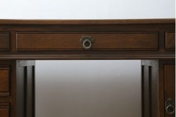 中古　old charm(オールドチャーム)　オーク材　深みのある色合いとアンティーク調のデザインが魅力的な組立て式両袖机(デスク、ニーホールデスク、プレジデントデスク、在宅用、在宅ワーク用、英国)(R-075358)
