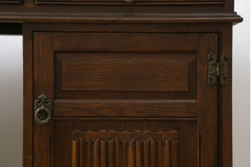 中古　old charm(オールドチャーム)　オーク材　深みのある色合いとアンティーク調のデザインが魅力的な組立て式両袖机(デスク、ニーホールデスク、プレジデントデスク、在宅用、在宅ワーク用、英国)(R-075358)