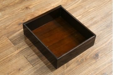 中古　鉄刀木(タガヤサン)　キャスター付き　美しい杢目が目を惹く収納付き板座チェア4脚セット(ダイニングチェア、椅子、イス)(R-075390)