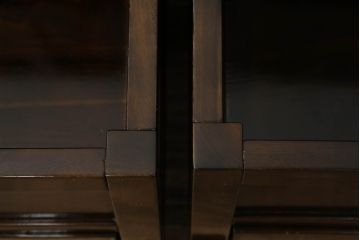 中古　鉄刀木(タガヤサン)　キャスター付き　美しい杢目が目を惹く収納付き板座チェア4脚セット(ダイニングチェア、椅子、イス)(R-075390)