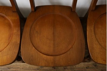 中古　美品　横浜ダニエル(daniel)　アメリカンシリーズ　シンプルなデザインが取り入れやすいダイニングチェア4脚セット(アームレスチェア、板座チェア、椅子、イス)(定価4脚で約40万円)(R-075393)
