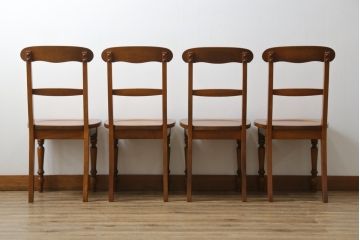 中古　美品　横浜ダニエル(daniel)　アメリカンシリーズ　シンプルなデザインが取り入れやすいダイニングチェア4脚セット(アームレスチェア、板座チェア、椅子、イス)(定価4脚で約40万円)(R-075393)