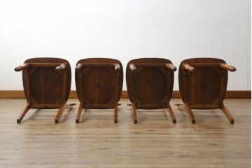 中古　美品　横浜ダニエル(daniel)　アメリカンシリーズ　シンプルなデザインが取り入れやすいダイニングチェア4脚セット(アームレスチェア、板座チェア、椅子、イス)(定価4脚で約40万円)(R-075393)