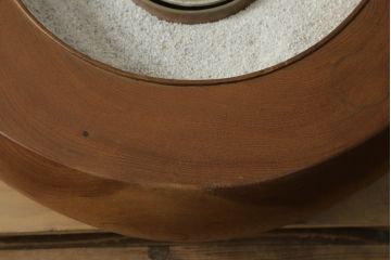 和製ビンテージ　総欅(ケヤキ)材　和モダンなお部屋づくりにおすすめのくり抜き火鉢(木製火鉢、囲炉裏、ヴィンテージ)(R-075394)