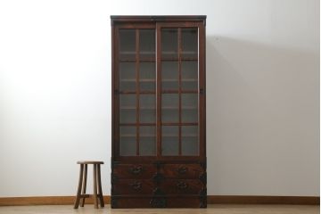 中古　美品　岩谷堂箪笥　和モダンスタイルのお部屋におすすめなブックケース(書棚、本箱、飾り棚、収納棚、戸棚、キャビネット)(R-075396)
