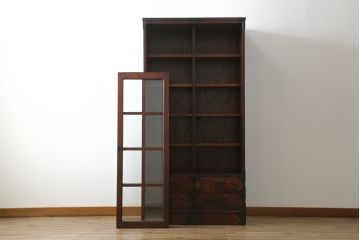 中古　美品　岩谷堂箪笥　和モダンスタイルのお部屋におすすめなブックケース(書棚、本箱、飾り棚、収納棚、戸棚、キャビネット)(R-075396)