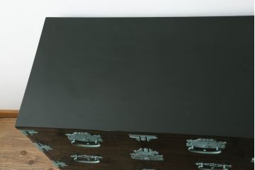中古　美品　国産　職人手作り　総桐材　深緑色の呂色塗りが魅力的!モダンな桐箪笥(総桐箪笥、総桐たんす、和タンス、収納箪笥、整理箪笥、チェスト、引き出し)(R-075399)
