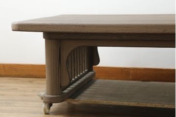 和製ビンテージ　美品!!　高級杉材　勘六作　木の風合いが楽しめる凝ったデザインの座卓(ローテーブル、センターテーブル、文机、座机、ヴィンテージ)(R-075402)