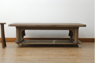 和製ビンテージ　美品!!　高級杉材　勘六作　木の風合いが楽しめる凝ったデザインの座卓(ローテーブル、センターテーブル、文机、座机、ヴィンテージ)(R-075402)