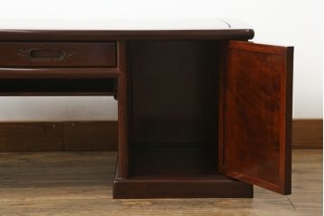 中古　美品　花梨(カリン)材　落ち着いた色味と上品な佇まいが魅力的な片袖机(ローテーブル、座机、文机、作業台、ワークデスク、唐木、在宅用、在宅ワーク用)(R-075405)