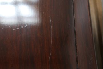中古　美品　花梨(カリン)材　落ち着いた色味と上品な佇まいが魅力的な片袖机(ローテーブル、座机、文机、作業台、ワークデスク、唐木、在宅用、在宅ワーク用)(R-075405)