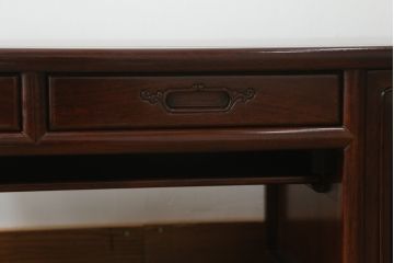 中古　美品　花梨(カリン)材　落ち着いた色味と上品な佇まいが魅力的な片袖机(ローテーブル、座机、文机、作業台、ワークデスク、唐木、在宅用、在宅ワーク用)(R-075405)
