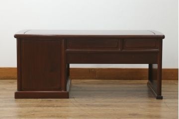 中古　美品　花梨(カリン)材　落ち着いた色味と上品な佇まいが魅力的な片袖机(ローテーブル、座机、文机、作業台、ワークデスク、唐木、在宅用、在宅ワーク用)(R-075405)