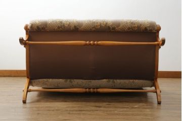 中古　美品!!　横浜ダニエル(daniel)　ブーツ(BOOT)　A-529　落ち着いた色味のファブリックがクラシカルな雰囲気を醸し出すラブシート(2人掛けソファ、二人掛け、アームソファ、ラウンジチェア)(定価約46万円)(R-075406)