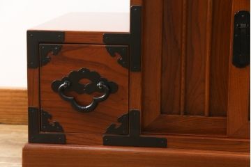 中古　美品!!　楡(ニレ)材　両面使いできる重厚な階段箪笥(和箪笥、和タンス、収納箪笥)(R-075409)
