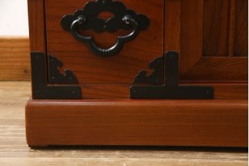 中古　美品!!　楡(ニレ)材　両面使いできる重厚な階段箪笥(和箪笥、和タンス、収納箪笥)(R-075409)