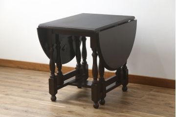 中古　松本民芸家具　M型バタフライ卓(楕円)　凝った脚のデザインが目を惹くバタフライテーブル(ドロップリーフテーブル、エクステンションテーブル、食卓、ダイニングテーブル、2人掛け、4人掛け、2P、4P)(定価約28万円)(R-075411)