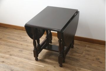 中古　松本民芸家具　M型バタフライ卓(楕円)　凝った脚のデザインが目を惹くバタフライテーブル(ドロップリーフテーブル、エクステンションテーブル、食卓、ダイニングテーブル、2人掛け、4人掛け、2P、4P)(定価約28万円)(R-075411)