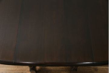 中古　松本民芸家具　M型バタフライ卓(楕円)　凝った脚のデザインが目を惹くバタフライテーブル(ドロップリーフテーブル、エクステンションテーブル、食卓、ダイニングテーブル、2人掛け、4人掛け、2P、4P)(定価約28万円)(R-075411)