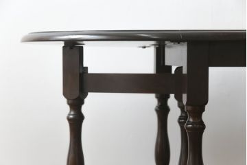 中古　松本民芸家具　M型バタフライ卓(楕円)　凝った脚のデザインが目を惹くバタフライテーブル(ドロップリーフテーブル、エクステンションテーブル、食卓、ダイニングテーブル、2人掛け、4人掛け、2P、4P)(定価約28万円)(R-075411)