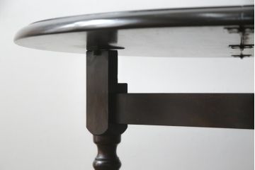 中古　松本民芸家具　M型バタフライ卓(楕円)　凝った脚のデザインが目を惹くバタフライテーブル(ドロップリーフテーブル、エクステンションテーブル、食卓、ダイニングテーブル、2人掛け、4人掛け、2P、4P)(定価約28万円)(R-075411)