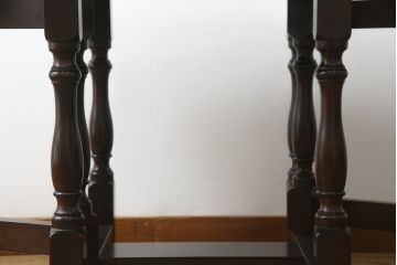 中古　松本民芸家具　M型バタフライ卓(楕円)　凝った脚のデザインが目を惹くバタフライテーブル(ドロップリーフテーブル、エクステンションテーブル、食卓、ダイニングテーブル、2人掛け、4人掛け、2P、4P)(定価約28万円)(R-075411)