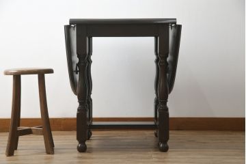 中古　松本民芸家具　M型バタフライ卓(楕円)　凝った脚のデザインが目を惹くバタフライテーブル(ドロップリーフテーブル、エクステンションテーブル、食卓、ダイニングテーブル、2人掛け、4人掛け、2P、4P)(定価約28万円)(R-075411)
