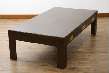 中古　美品!!　カリモク家具(karimoku)　domani(ドマーニ)　Morganton(モーガントン)　ゴールドの引手が高級感を演出するセンターテーブル(リビングテーブル、ローテーブル)(定価約25万円)(R-075412)