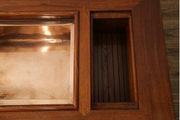 中古　美品!!　総欅(ケヤキ)材　趣ある佇まいが目を引く関西火鉢(ローテーブル、長火鉢、座卓、囲炉裏)(R-075415)