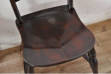 和製ビンテージ　松本民芸家具　#49A型ワイコムチェア　落ち着いた色味と滑らかな質感が美しいダイニングチェア2脚セット(板座チェア、椅子、イス、ヴィンテージ)(定価2脚で約21万)(R-075423)