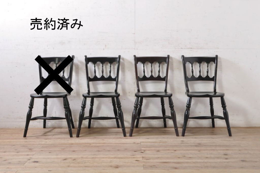 【簡易リペア限定品】和製ビンテージ 松本民芸家具 #49A型ワイコムチェア 落ち着いた色味と滑らかな質感が美しいダイニングチェア3脚セット(板座チェア、椅子、イス、ヴィンテージ)(定価3脚で約31万5千円)(R-075424)