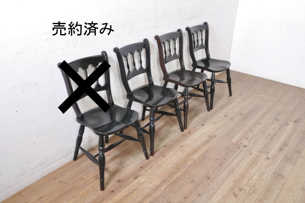 【簡易リペア限定品】和製ビンテージ 松本民芸家具 #49A型ワイコムチェア 落ち着いた色味と滑らかな質感が美しいダイニングチェア3脚セット(板座チェア、椅子、イス、ヴィンテージ)(定価3脚で約31万5千円)(R-075424)