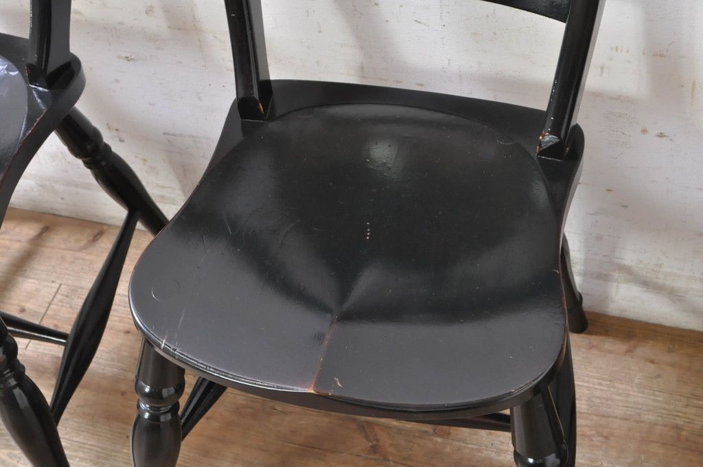【簡易リペア限定品】和製ビンテージ 松本民芸家具 #49A型ワイコムチェア 落ち着いた色味と滑らかな質感が美しいダイニングチェア3脚セット(板座チェア、椅子、イス、ヴィンテージ)(定価3脚で約31万5千円)(R-075424)