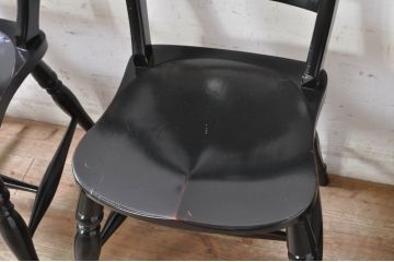和製ビンテージ　松本民芸家具　#49A型ワイコムチェア　落ち着いた色味と滑らかな質感が美しいダイニングチェア3脚セット(板座チェア、椅子、イス、ヴィンテージ)(定価3脚で約31万5千円)(R-075424)