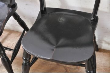 和製ビンテージ　松本民芸家具　#49A型ワイコムチェア　落ち着いた色味と滑らかな質感が美しいダイニングチェア3脚セット(板座チェア、椅子、イス、ヴィンテージ)(定価3脚で約31万5千円)(R-075425)