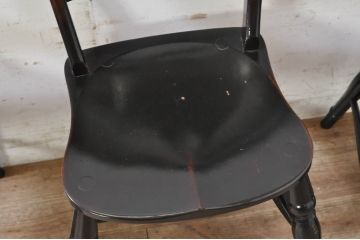 和製ビンテージ　松本民芸家具　#49A型ワイコムチェア　落ち着いた色味と滑らかな質感が美しいダイニングチェア3脚セット(板座チェア、椅子、イス、ヴィンテージ)(定価3脚で約31万5千円)(R-075426)