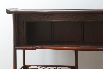 和製ビンテージ　花梨(カリン)材　凝った意匠が素敵な飾り棚(収納棚、戸棚、茶棚、違い棚、ヴィンテージ)(R-075428)