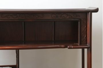 和製ビンテージ　花梨(カリン)材　凝った意匠が素敵な飾り棚(収納棚、戸棚、茶棚、違い棚、ヴィンテージ)(R-075428)